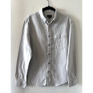 Club Monaco Flannel Shirt Men's Medium Slim Fit Gray Long Sleeve Classic Preppy